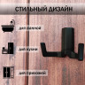 Крючок для одежды двухрожковый, настенный, матовый чёрный_3