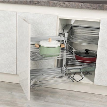 Волшебный угол с фасадным креплением в базу 450 мм, Starax, 2-х ярусный, (860-965х530х530 мм), левый