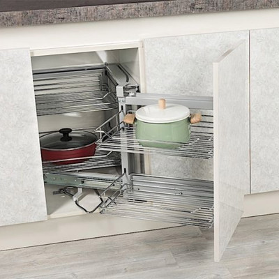 Волшебный угол с фасадным креплением в базу 450 мм, Starax, 2-х ярусный, (860-965х530х530 мм), правый_1