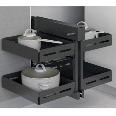 Волшебный угол для распашных фасадов в базу 450 мм, Starax, 2-х ярусный, (640х510х560 мм), универсальный, антрацит_1