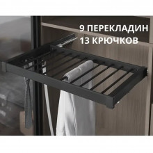 Вешалка для брюк, галстуков, ремней 800 мм (760-790х475х70) на направл. тандем Blum, антрацит