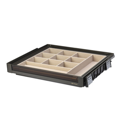 Выдвижная полка для аксессуаров со стекл панелью Unihopper в базу 800мм с доводчиком clip-on NAKA_1