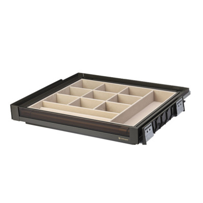 Выдвижная полка для аксессуаров со стекл панелью Unihopper в базу 900мм с доводчиком clip-on NAKA_1